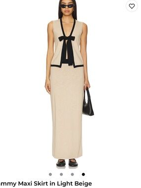 Revolve Lovers + Friends Light Beige Maxi Skirt with Black Trim NWT SIZE S